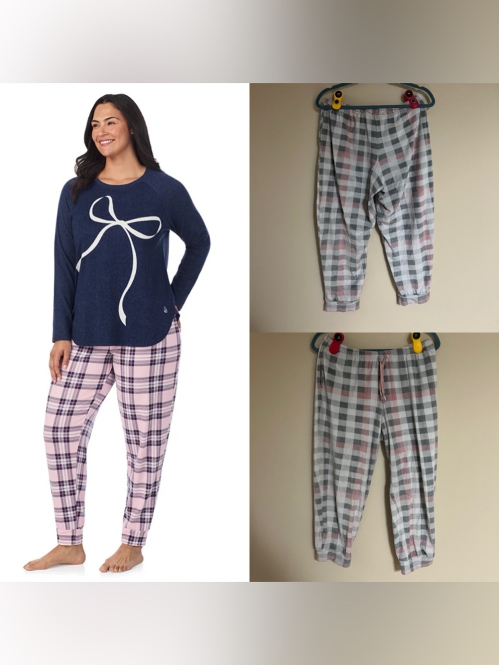 Cuddl Duds Plaid Velour PJ Pants
